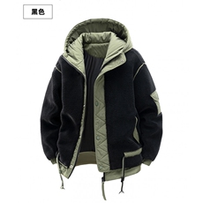 现货棉服男士加绒加厚拼接工装保暖羊羔毛冬装外套M021-P135，男装棉衣，星座308B-2