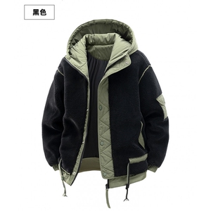 现货棉服男士加绒加厚拼接工装保暖羊羔毛冬装外套M021-P135图片