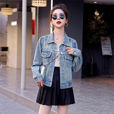 2024春季新款时尚潮流女装牛仔外套修身显瘦百搭款，女装牛仔外套，浪花E族（衣布洛）