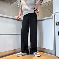 冰丝休闲裤子男士夏季薄款垂感宽松直筒高街潮流阔腿裤K3721-P30，男装休闲裤，星座1008-1
