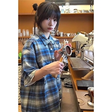 【有货】DHJ85-批35格子短袖衬衫男夏季半袖衬衣港风高级感痞帅，男装T恤，星座603-2