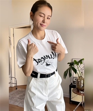 短袖T恤2025夏新品接触瞬间凉感宽松落肩小猫印花，女装T恤，泰合衣坊
