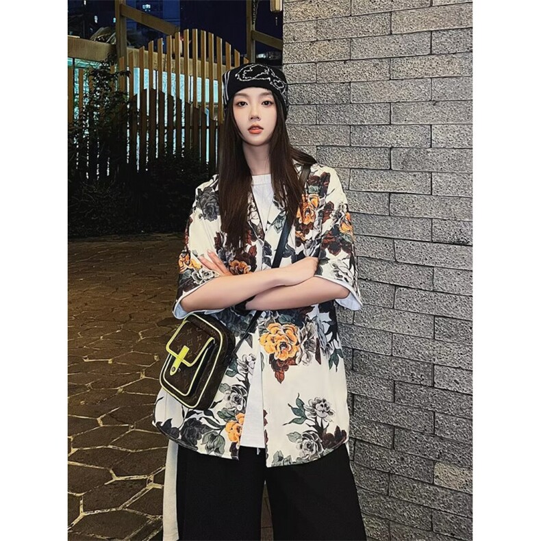 夏季男女同款冰丝衬衣四面衬衫弹短袖潮流,男装衬衫,星座1013