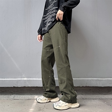 美式vintage伐木牛仔裤直筒微喇工装裤vibe拉链裤子男RK2080-P47，男装牛仔裤，星座412-2
