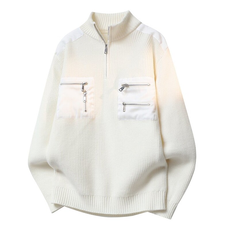 8797-P732025年秋冬新款半高拉链领毛衣男时尚长袖针织衫，男装针织衫/毛衣，电商A113