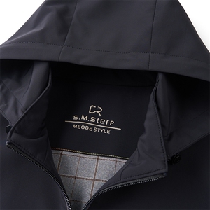 XL-K8513秋冬新款男士夹克可脱卸帽商务休闲时尚青年男装纯色外套图片