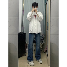 B221美式ins高街暗黑光版修身微喇牛仔裤LK23137-P55控78，男装牛仔裤，电商B221