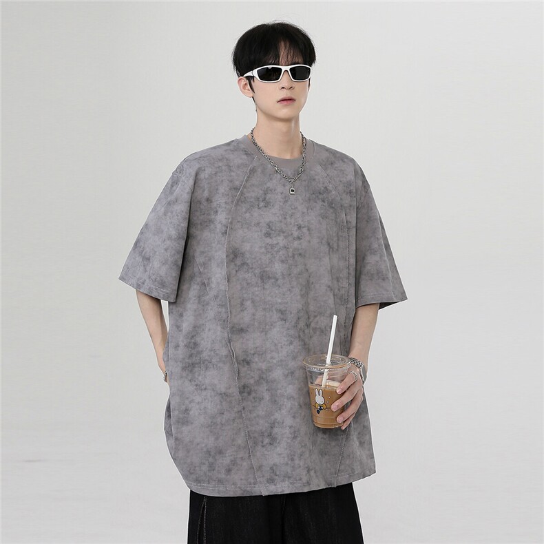美式脏脏款吊染百搭潮牌街头时尚短袖2026新款T806-P38,男装T恤,电商C307
