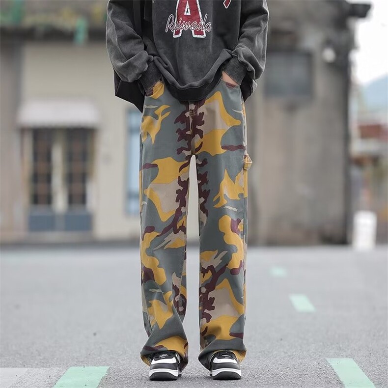 港风迷彩破洞工装裤HK130P52,男装休闲裤,星座1116-2