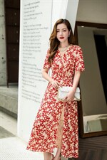 碎花气质连衣裙，女装连衣裙，蓝芝衣秀