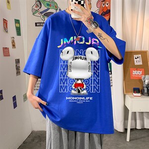 DX17214-P20 纯棉短袖t恤男大码半袖打底衫宽松体恤衫 海报风图片