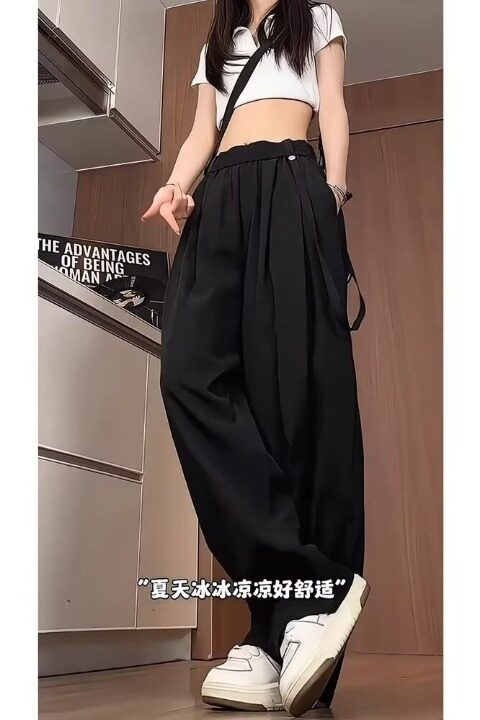夏季新款男女港风潮牌设计款垂感休闲裤高级感直筒宽松阔腿裤潮流,男装休闲裤,星座218-1（原230）
