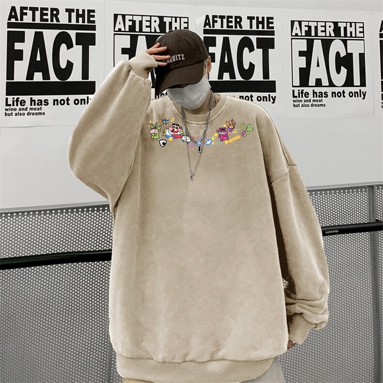 美式潮牌重磅水洗做旧圆领卫衣力推大码男XZ517A-BK5558-P58,男装卫衣,星座517A