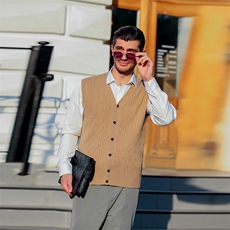 男马甲开衫羊绒毛衣秋冬休闲商务内搭外穿开衫男装，男装背心/马甲，美创羊绒