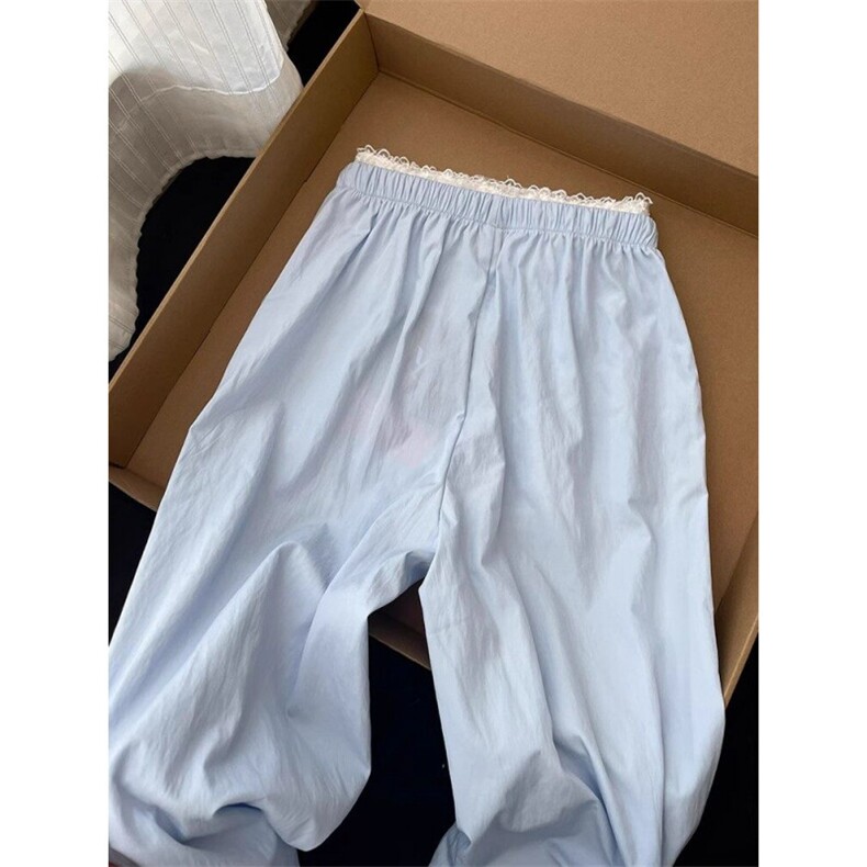 AK2381-P45蓝色高腰显瘦休闲裤女夏季遛弯裤春秋大大,女装休闲裤,星座617A-2