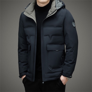 2023新款冬季中年男士可脱卸帽羽绒服爸爸装休闲加厚保暖上衣外套