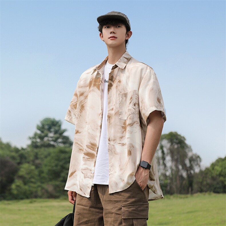 衬衫男士短袖韩版潮流拼色百搭宽松2024夏季新款ins外套CY929-P28,男装衬衫,星座412-2