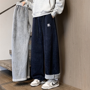 提花弯刀休闲裤子男博澳绒直筒宽松垂感阔腿裤美式卫裤Z2601-P40图片