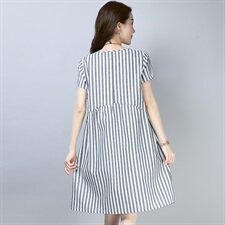 连衣裙条子2025年夏季H型韩版时尚休闲舒适修身气质简约实用可爱，女装连衣裙，风姿绰