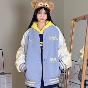 拼接刺绣字母棒球服春秋季新款宽松韩版学生百搭外套JK883图片