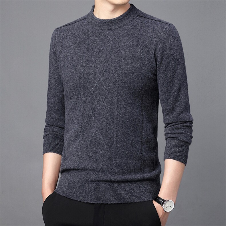 CM61089钱塘2020-2中年男士纯色百搭简约冬季厚款羊毛衫P142图片