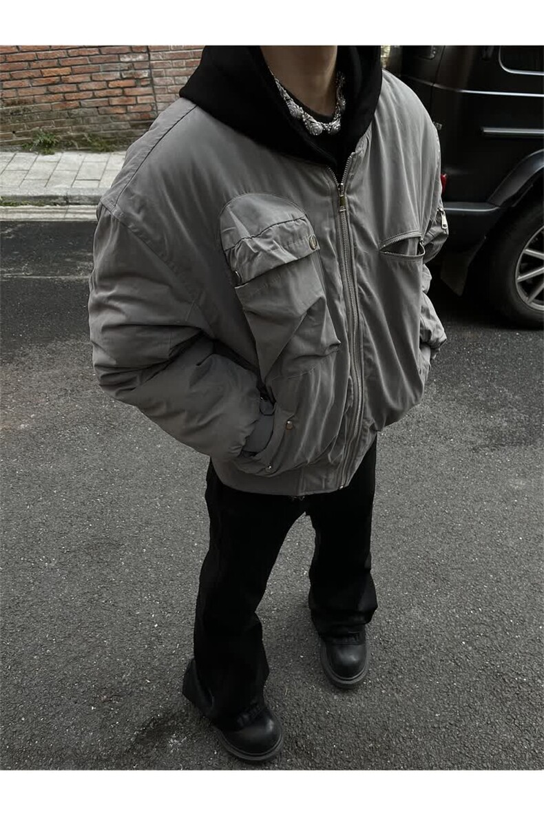 美式飞行员夹克棉服工装外套廓形高级感棉衣bomberLF984P115,男装夹克,电商D256-2(原A064-2)