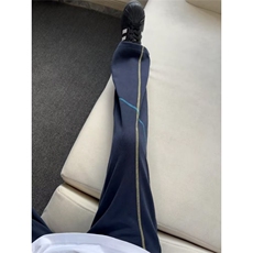 重磅藏青色明线弯刀卫裤男女秋季舒适显高休闲裤宽松运动阔腿裤子，男装休闲裤，四季星座505