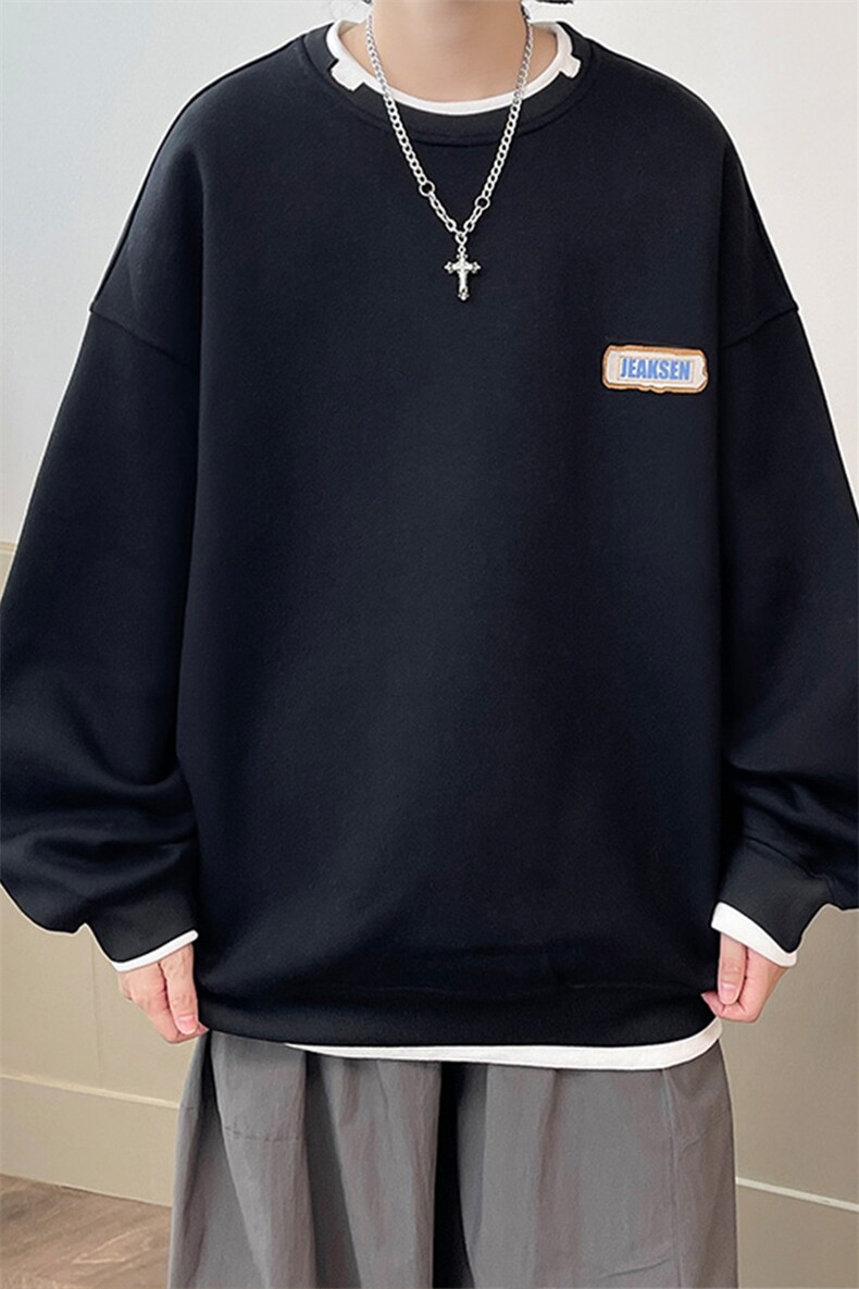 2023春季新款圆领港风卫衣纯色大码高品质JK22302-P55控68,男装卫衣,星座605(原A050)
