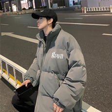 港风夜景冬款字母印花宽松休闲立领棉服A247-MY2091特批65控98，男装棉衣，电商A247