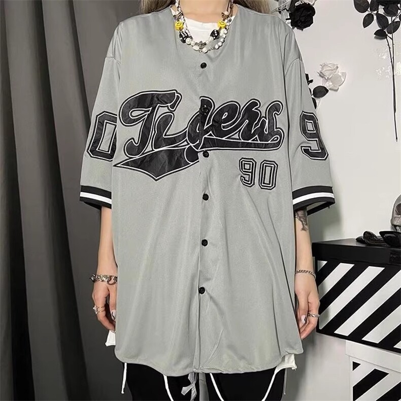 2025夏季新款上衣潮流开衫外套ins街头情侣棒球服短袖衬衫TX109,男装T恤,星座208-5