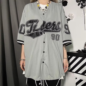 2025夏季新款上衣潮流开衫外套ins街头情侣棒球服短袖衬衫TX109图片