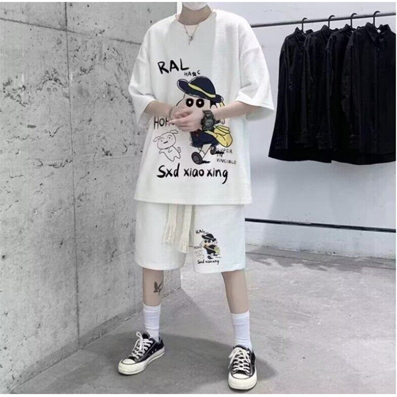 青少年套装男士夏季薄款运动T恤休闲华夫格短裤短袖ins潮牌两件套,男装牛仔裤,星座1005-4