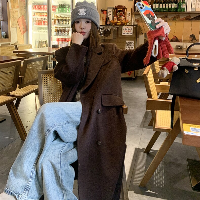 【现货】美拉德高端秘鲁长毛感羊毛双面混纺大衣P285K428,女装毛呢外套,2C333