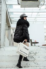 卡菲莱2021新款羽服大滩羊毛领+袖口拼羊羔毛+贵气 时，其它，卡菲莱