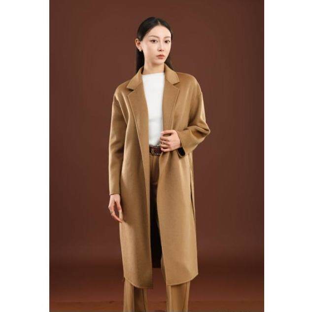 秋冬季纯山羊绒经典V领斜插兜简约保暖高级感长款羊绒大衣，女装羊绒大衣，卓冠羊绒