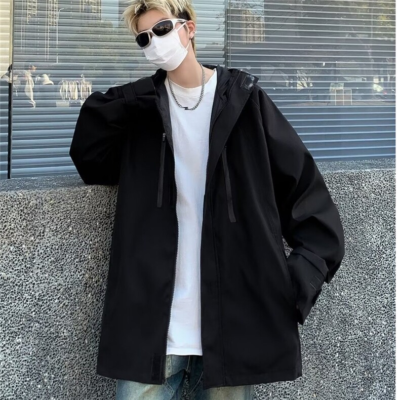 机能风连帽街休闲痞帅气工装外冲锋衣男春秋季潮牌外套C428/P65,男装夹克,星座506