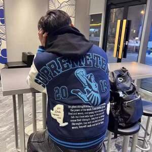 美式棒球服外套男春秋季新款洋气立领设计感宽松学生夹克上衣图片