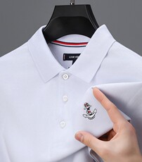 高端T恤男短袖时尚翻领2024新款夏季中青年男士休闲纯棉Polo衫潮，男装Polo衫，电商B212（原钱塘6029）