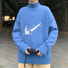 M18111-P45加绒P65半高领毛衣男士大码针织衫男毛线衣男线衫，男装针织衫/毛衣，电商A040
