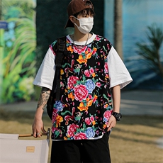 MJ04夏新男士休闲透气凉爽坎肩无袖马甲男女团队服东北大花喜庆潮，男装背心/马甲，星座115A(原星座507）
