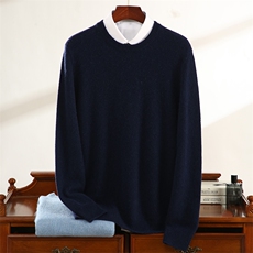 秋冬季35%羊绒简约休闲百搭商务七针一线双层圆领羊绒衫男装，男装羊绒套衫，云暖羊山羊绒