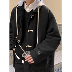 1港风牛角扣加棉呢大衣可拆卸帽大码M-5XL外套男FY8716P138控188，女装短外套，星座226-2