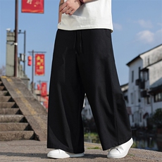 25年夏季新款风亚麻阔腿裤子休闲裤长裤加肥加大K597-P55，男装休闲裤，星座313B-4（原星座309A-1）