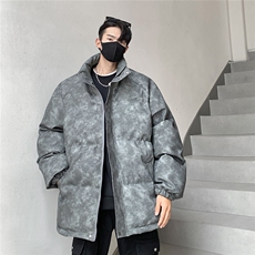 港风PU皮复古做旧设计钢印棉衣男MY77096P130控198抖控228，男装棉衣，星座227-7