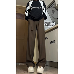 夏季冰丝垂感西裤痞帅韩版腰带装饰松紧直筒休闲裤长裤K6348-P42图片