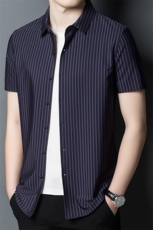 FC-Z1715夏季2022男式薄款短袖衬衣修身条纹无痕衬衫P140，男装衬衫，电商B360