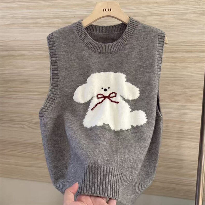 黄色圆领针织马甲女无袖毛衣秋季2025秋冬新款学院风叠穿马夹上衣，女装马甲，萱芳婷羊绒