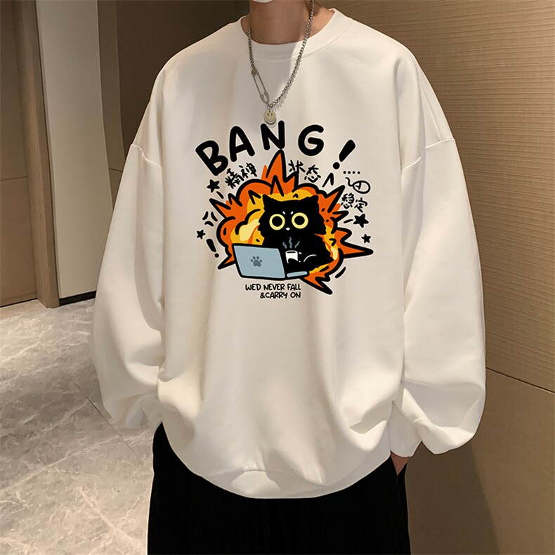 麂皮绒卫衣男大码重磅长袖t恤男 JW81405-P35图片