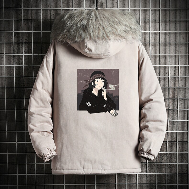 MM48122-P130 冬季大毛领衣男士大码加厚袄男服 网格挂拍图片