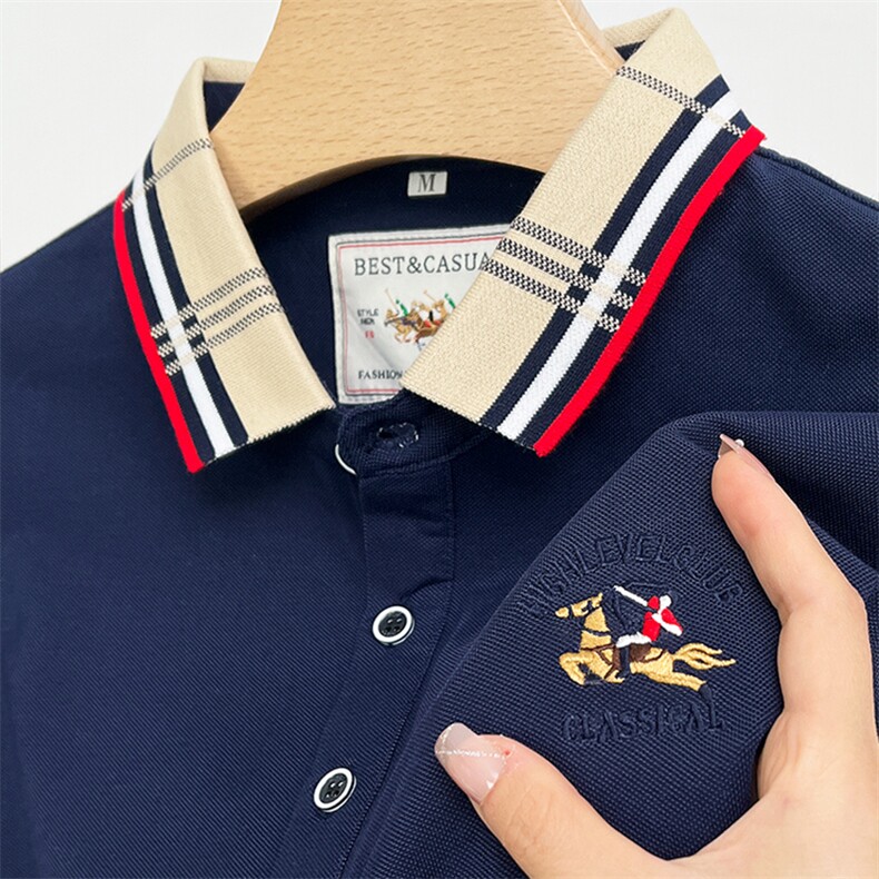 polo衫中年商务休闲男装夏季新款男士短袖T恤半袖翻领宽松上衣服图片